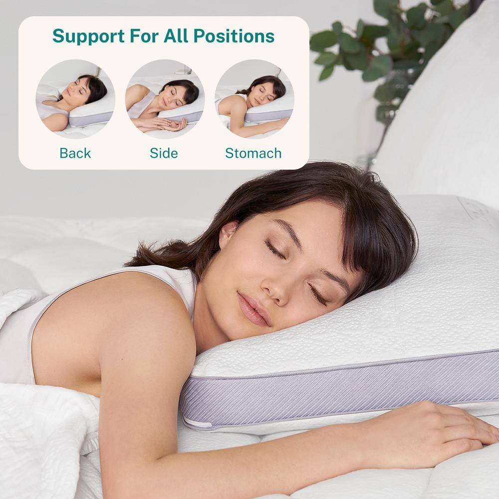 Standard White Gel Memory Foam Pillow with Tencel Cover