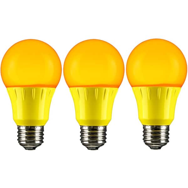 undskylde Gud detektor Sunlite 22-Watt Equivalent A19 LED Yellow Light Bulbs Medium E26 Base in  Yellow (3-Pack) HD02222-3 - The Home Depot