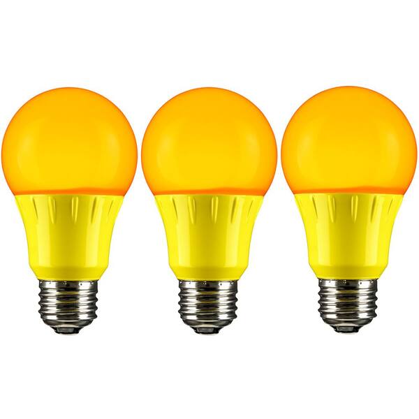 Sunlite 22-Watt Equivalent A19 LED Yellow Light Bulbs Medium E26 Base in Yellow (3-Pack)