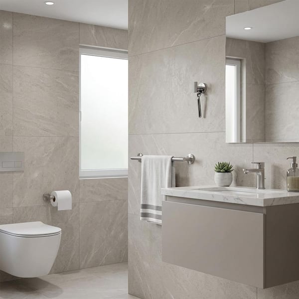 3-Piece Bath Hardware Set with Towel Bar, Toilet Paper Holder and Robe Hook in Brushed Nickel