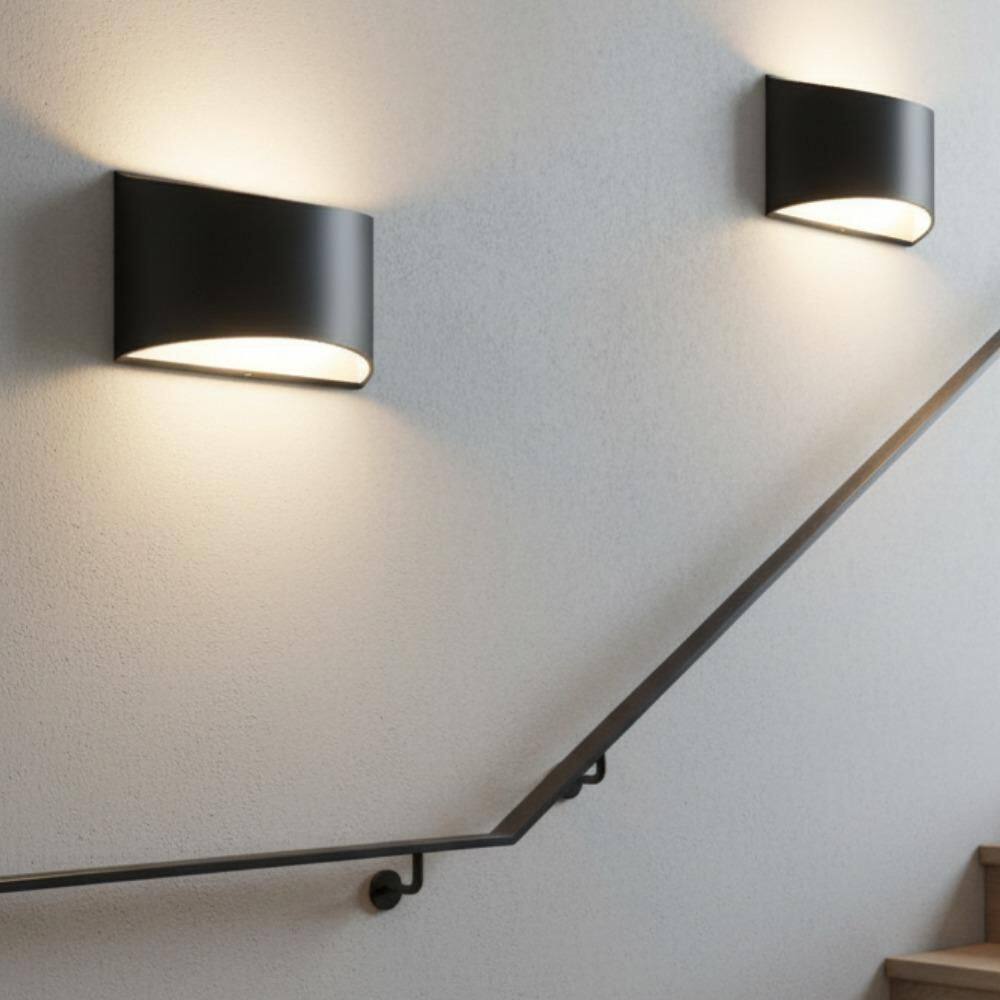 8 in. 1-Light Black Modern Lantern Wall Sconces, Up and Down Light for Bedroom, Hallway, Living Room, 2-Pack price history on PriceWatchPro