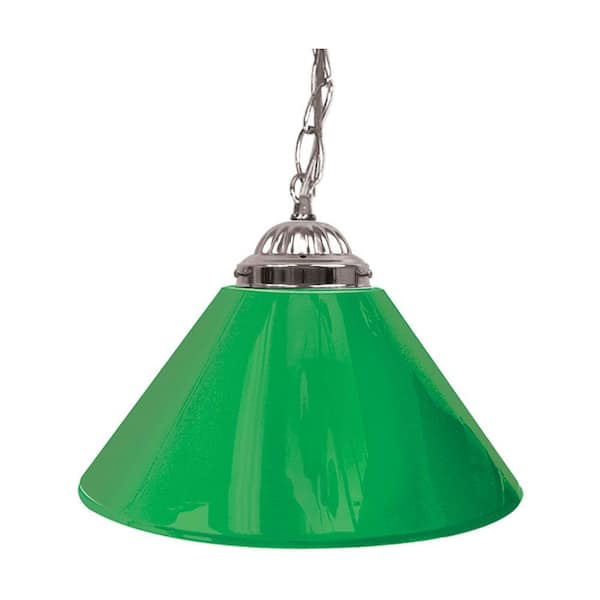 Trademark 14 in. Single Shade Green and Silver Hanging Lamp