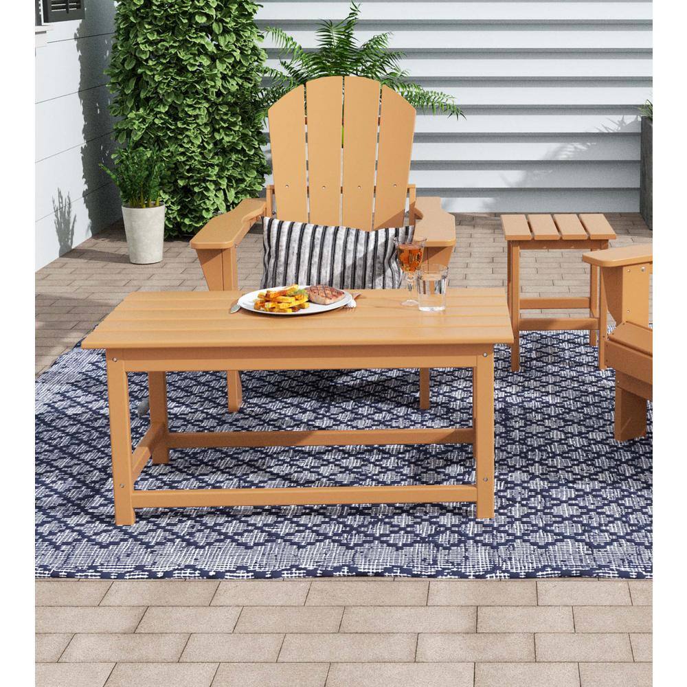 Teak HDPE All-Weather Outdoor Coffee Table, 35.5"