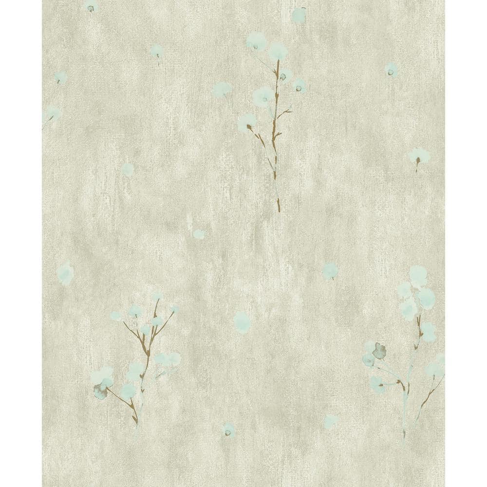 Falkirk Ophia Distressed Flowers Light Green, Teal Vinyl Peelable Roll (Cov