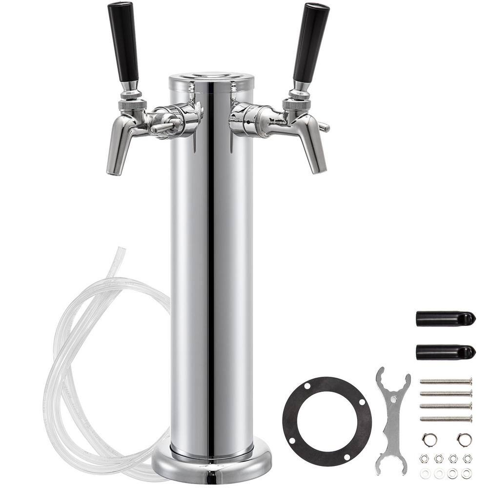 with 2 Faucets for Bar/Pub Brew Stainless Steel Double Tap Draft Beer Tower 