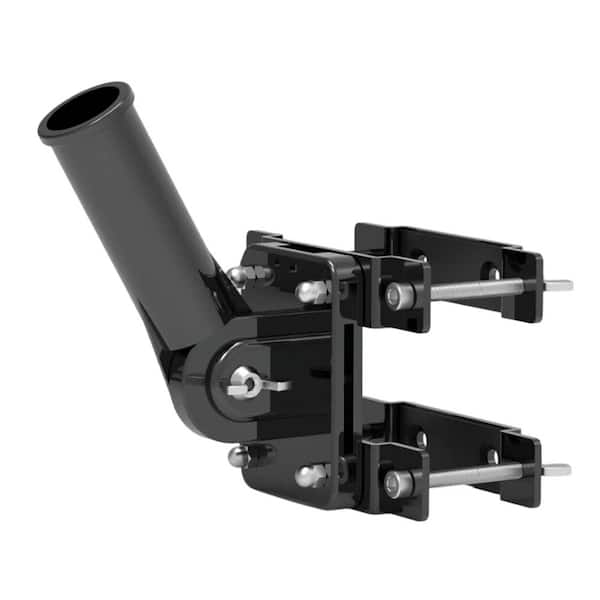No Drilling 1 in. Adjustable Aluminum Flag Pole Mount Holder for Balcony Railing Anti-Skid Silicone Patch Black