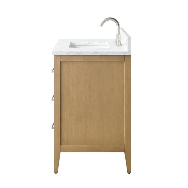 42 in. W x 22 in. D x 34 in. H Single Sink Bathroom Vanity Cabinet in Natural Oak with Engineered Marble Top