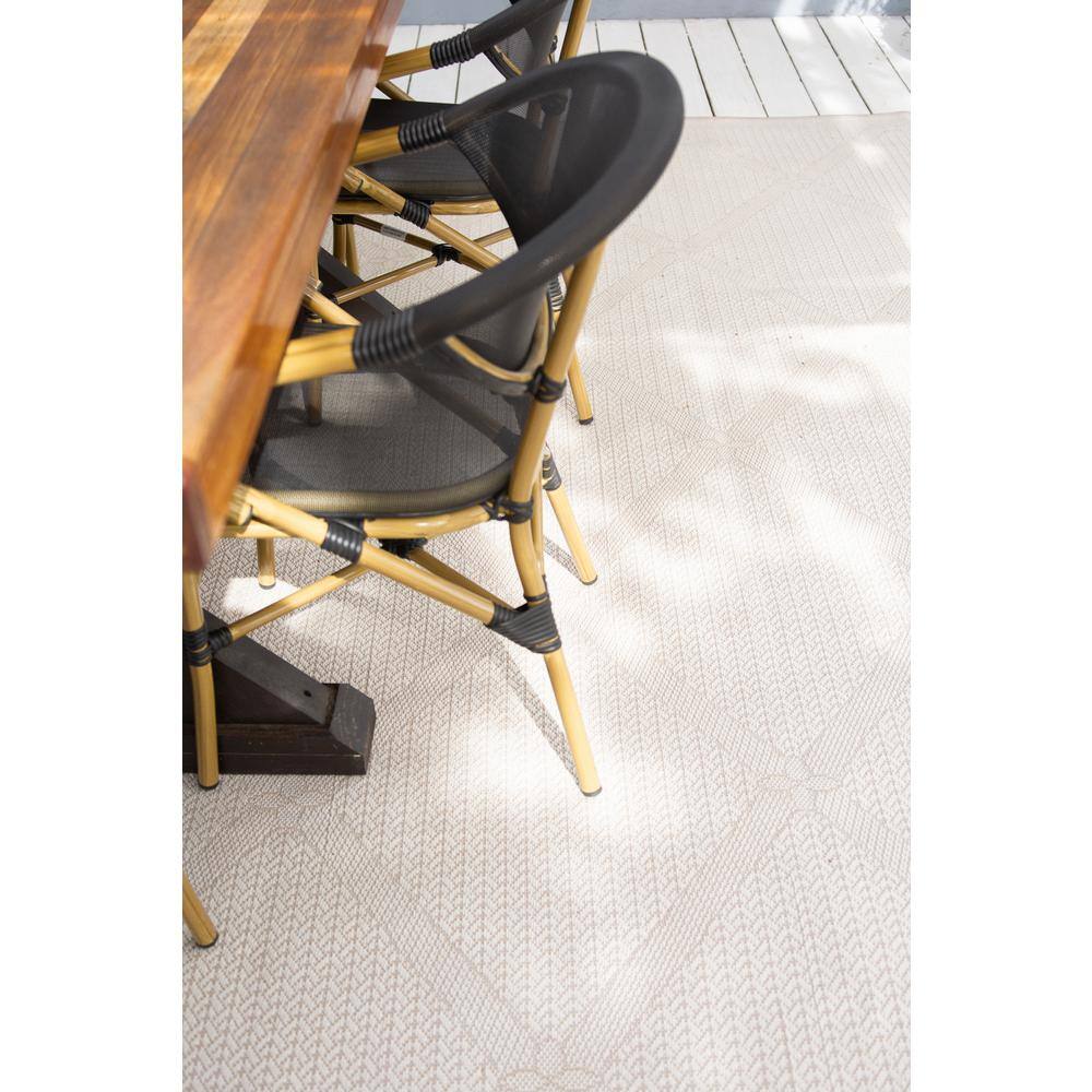 Cream Beige Geometric Braided Square Indoor Outdoor Rug