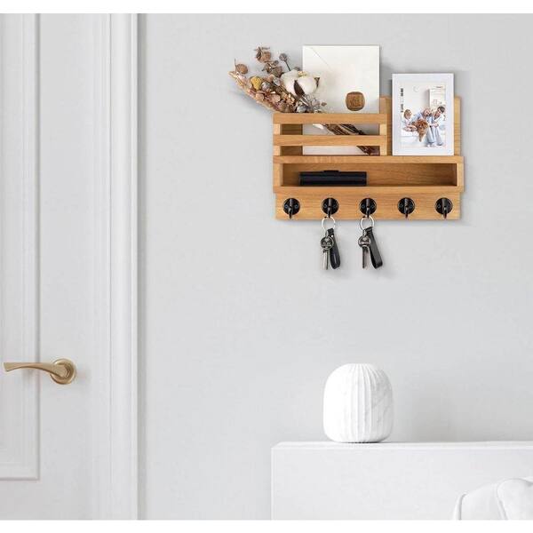 11.81 in. W x 3.15 in. D Light Brown Wood Decorative Wall Shelf