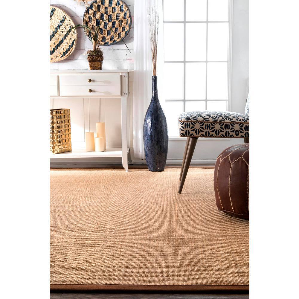 Eco-Friendly Handmade Sisal 4'x6' Rug with Non-Slip Latex Backing in Brown