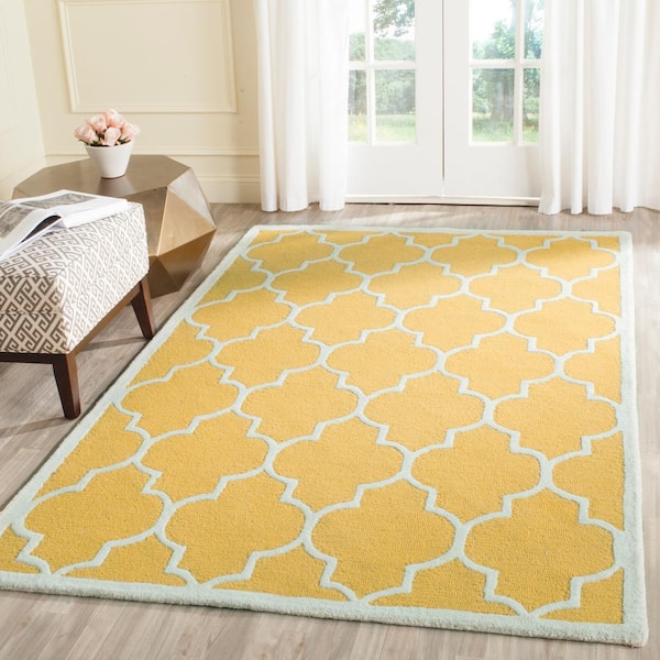 Cambridge Gold/Ivory 8 ft. x 10 ft. Border Geometric Trellis Area Rug