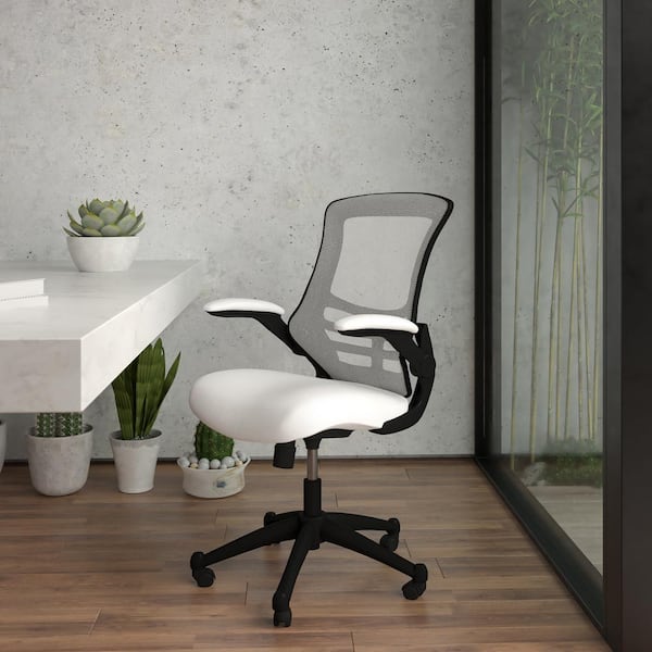 White office chair with flip up arms new arrivals