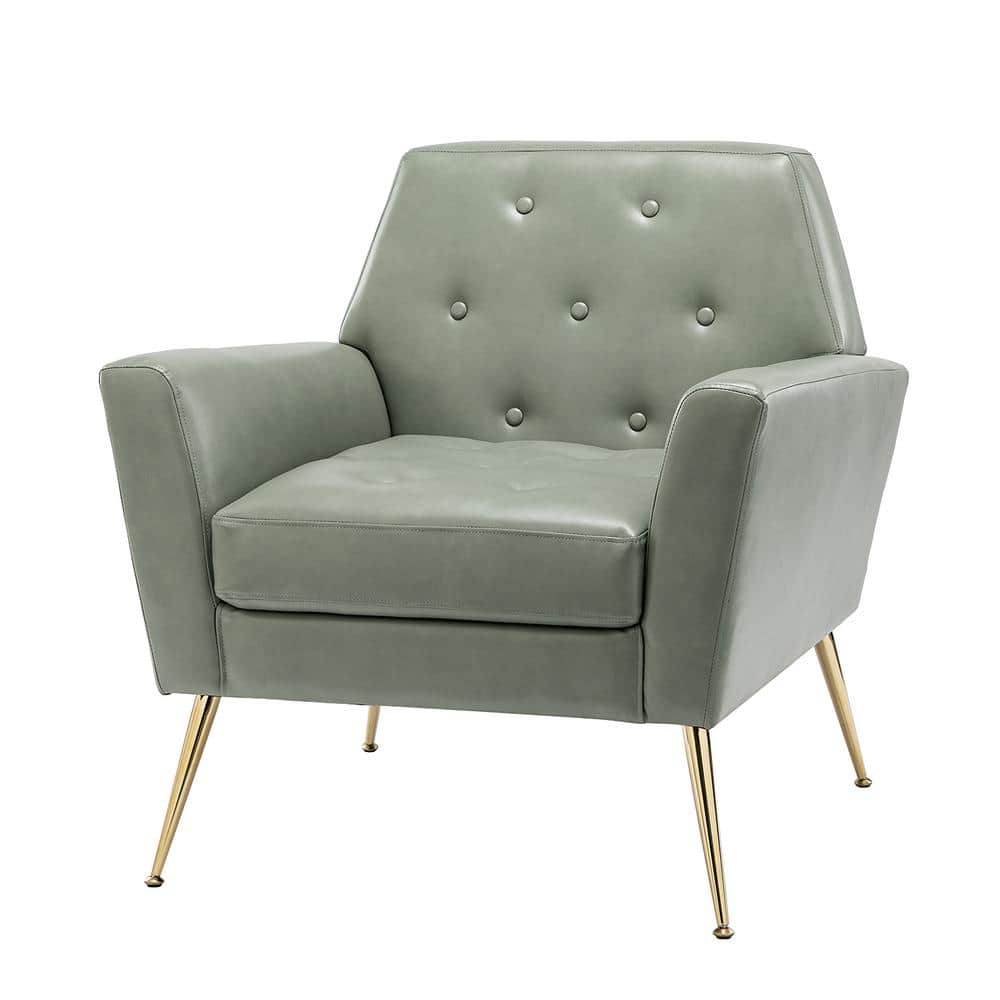 JAYDEN CREATION Ilioneus Modern Sage Polyurethane Button-tufted Geometric Shape Armchair with ...