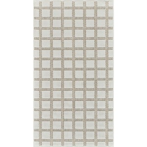 Maise Beige Cream 3 ft. x 5 ft. Modern Checkered Indoor Outdoor Doormat Area Rug