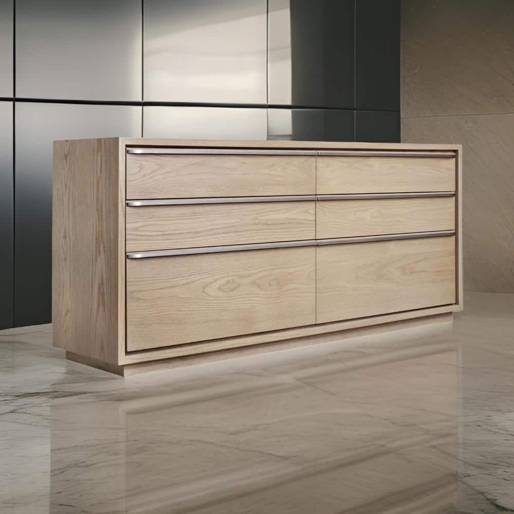 Brown 6 Drawers 72 in. Dresser with Without Mirror