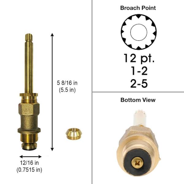 5 1/2 in. 12 pt Broach Right Hand Only Stem for Price Pfister Replaces 910-374
