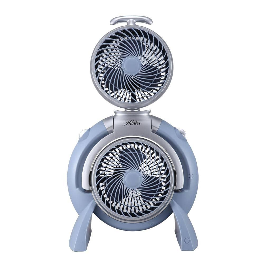 Hunter 10 In Dual Turbo Floor Fan In Dusty Blue With Silver