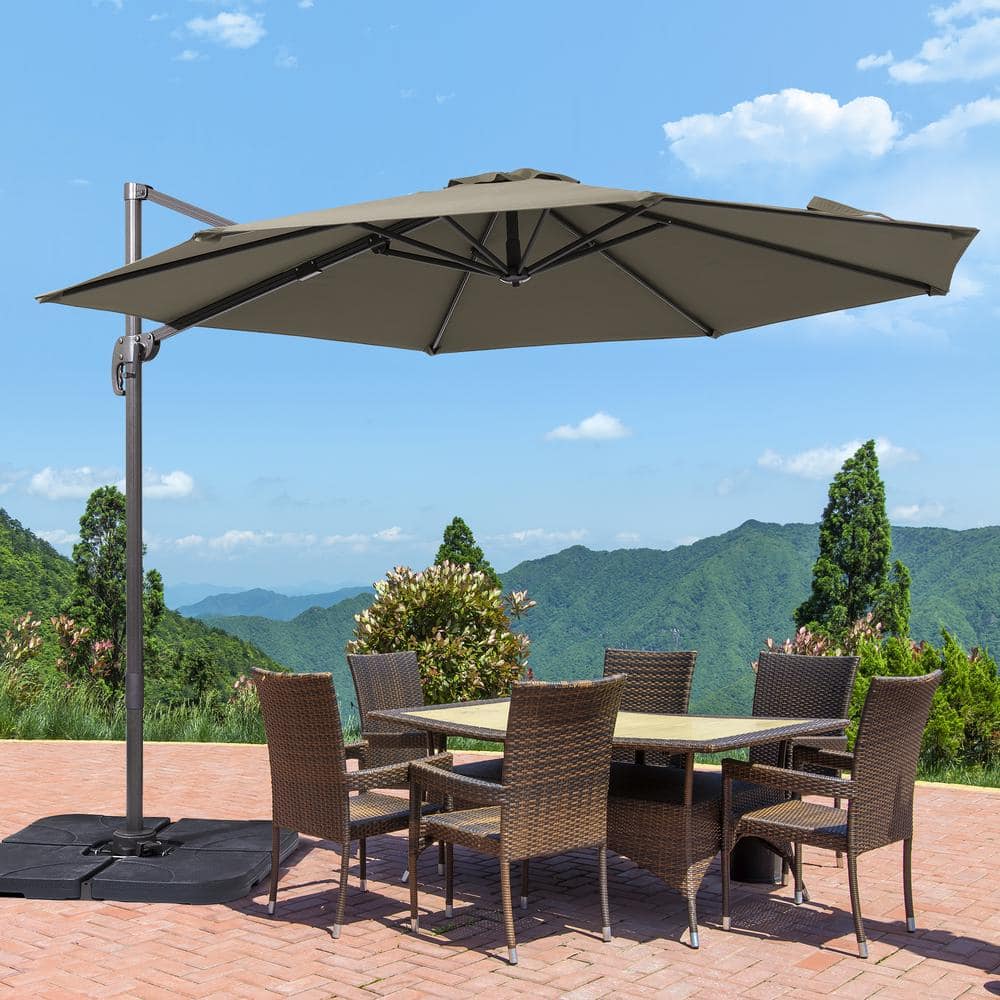 JOYESERY 10 ft. Cantilever Patio Umbrella with Cross Base, Outdoor ...