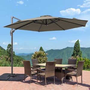 10 ft. Cantilever Patio Umbrella with Cross Base, Outdoor Offset Hanging 360-Degree in Taupe