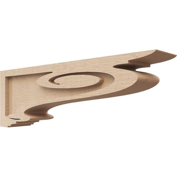 Ekena Millwork 3 in. x 6 in. x 18 in. Thin Scroll Rough Cedar Woodgrain TimberThane Corbel, Primed Tan