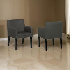 Gray and Black Fabric Arm Chair with Cushioned Seat and Wooden Block Legs (Set of 2)