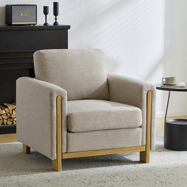 CHRISTOPHER KNIGHT HOME Opulan Modern Upholstered Club Chair, Rubberwood, Beige