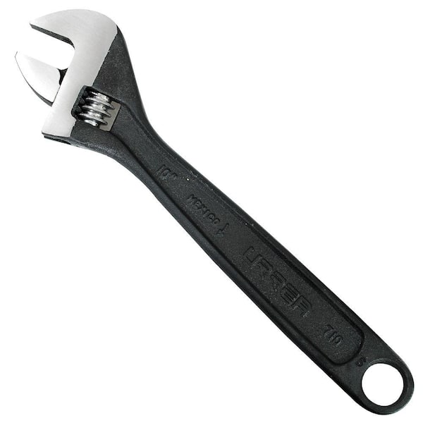 URREA 10 in. Long Black Finish Adjustable Wrench