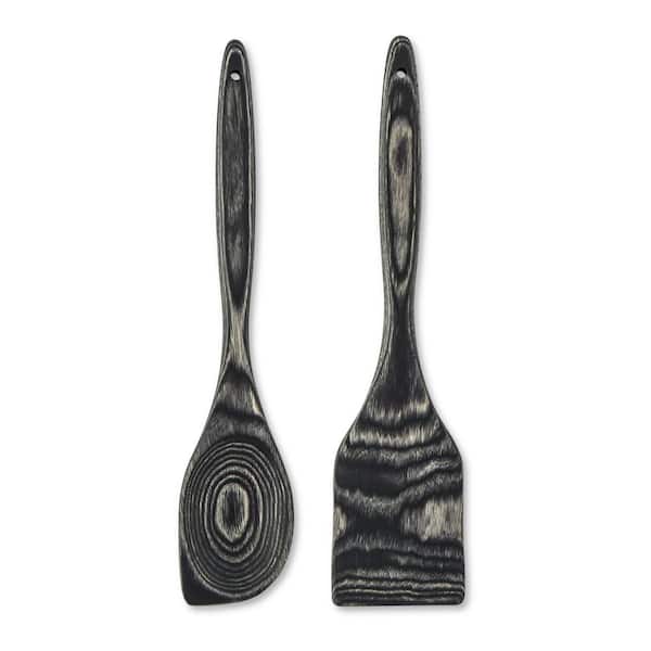 Black 2 Pieces Pakkawood Spoontula and Turner Set