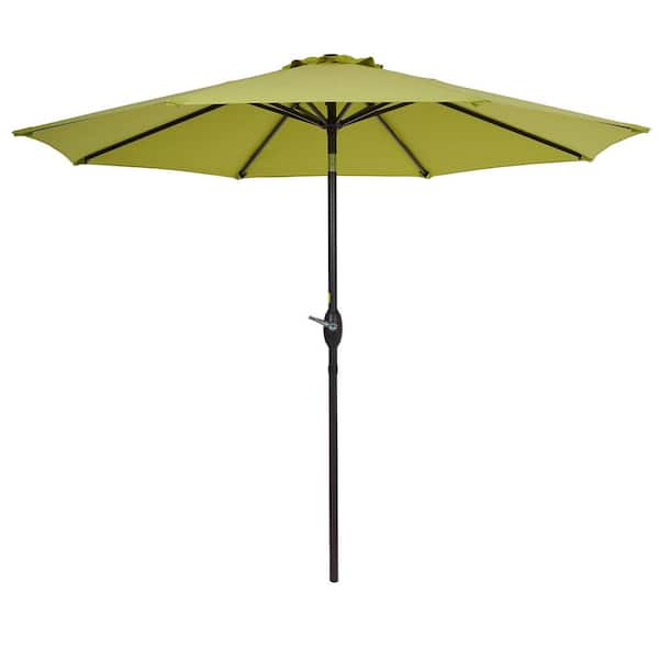 Sonkuki 9 ft. Aluminum Circle Outdoor Market Patio Umbrella with Crank and Push Button Tilt in Green