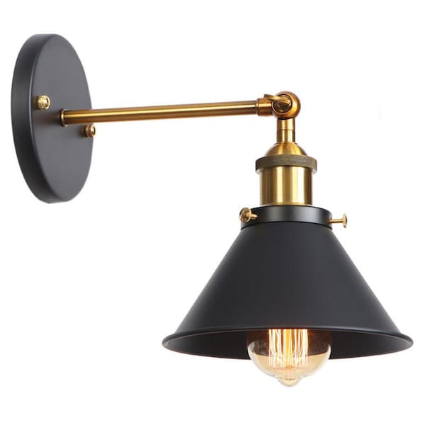 aiwen 1-Light Black Sconce Hardwired Wall Lighting Fixture with Swing Arm