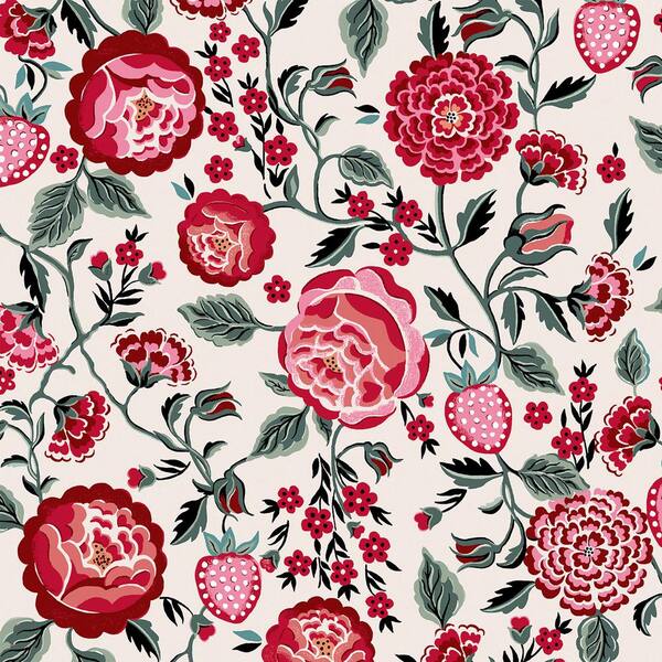 Unbranded Strawberry Garden Rose Red Wallpaper Sample