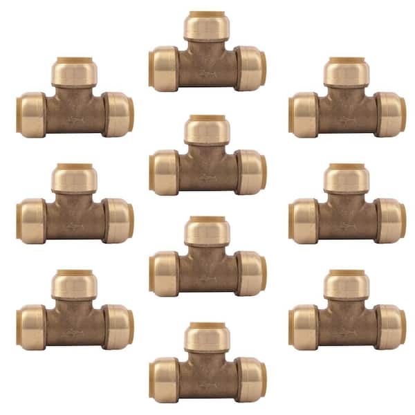SharkBite 3/4 in. Brass Push-to-Connect Tee (10-Pack)