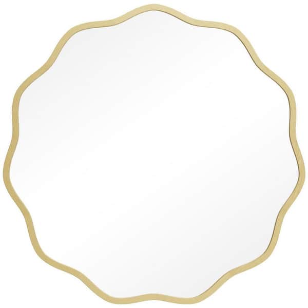 Medium 24 in. W x 24 in. H Round Framed Wall Bathroom Vanity Decorative Mirror in Gold