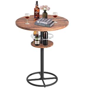 HOMCOM 42H Rustic Industrial Bar Table Pub Table Elm Wood Top with Metal  Base 835-054 - The Home Depot