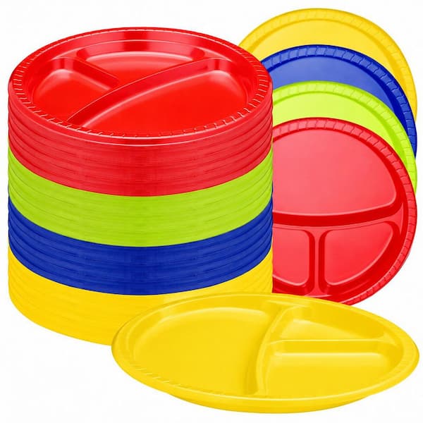 10 in. Multicolor Assorted Color Family Disposable Plastic Plates Disposable Tableware 100 Pieces Per Case