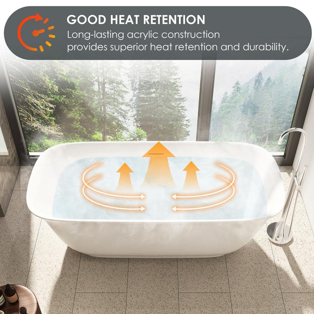 Sarnia 67" Glossy White Freestanding Acrylic Soaking Bathtub