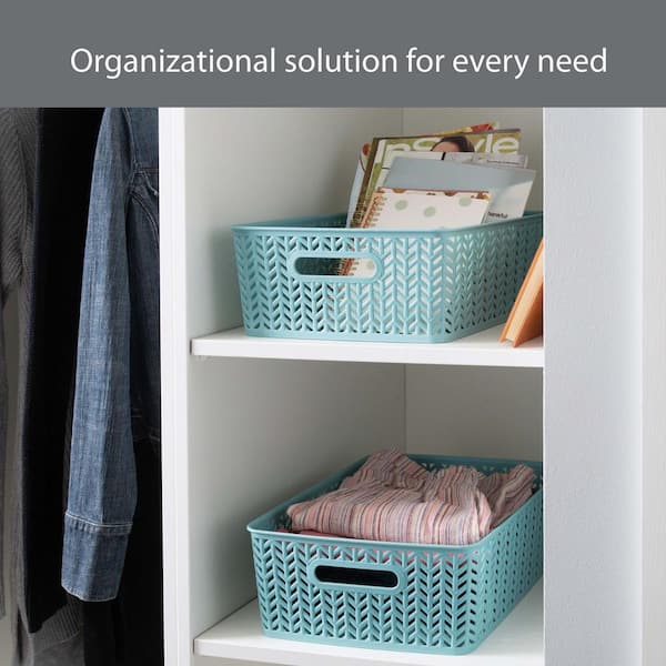 Simplify Large Herringbone Storage Bin in Grey