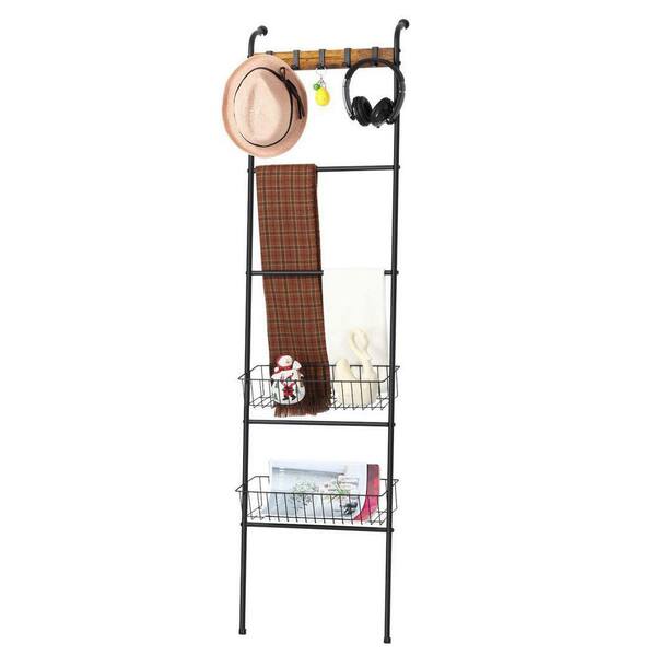 Dracelo 3-Tier White Bathroom Ladder Shelf, Bathroom Floor Storage Shelf with Drawer