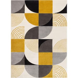 Good Vibes Margot Gold Modern Geometric Chevron 5 ft. 3 in. x 7 ft. 3 in. Area Rug