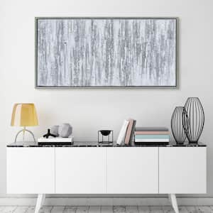 Silver Textured Metallic Hand Painted by Martin Edwards Framed Abstract Canvas Wall Art