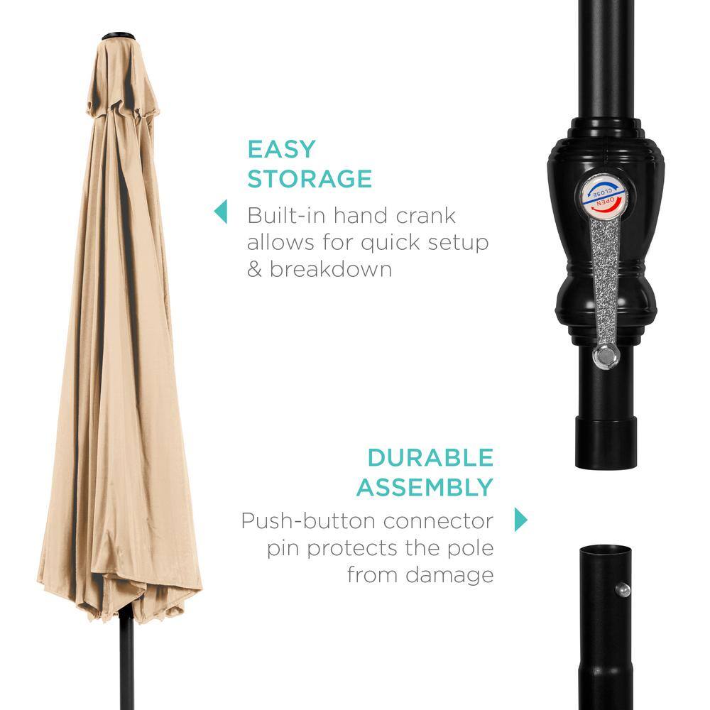 Sand 10ft Steel Outdoor Market Patio Umbrella with Crank and Tilt