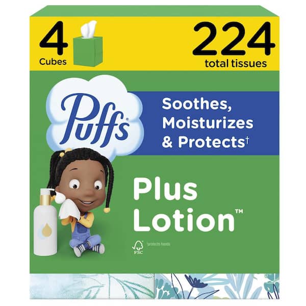 Plus Lotion 2-Ply Facial Tissue Cube Box (56-Sheets Per Box, 4 CNT)
