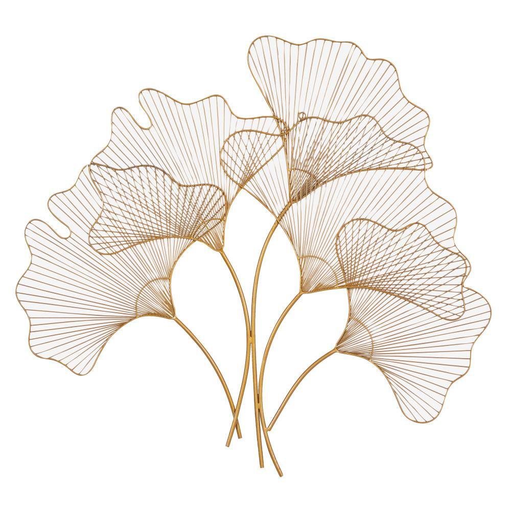 Elegant Gold Gingko Leaf Cluster Wall Sculpture, 38" x 34"