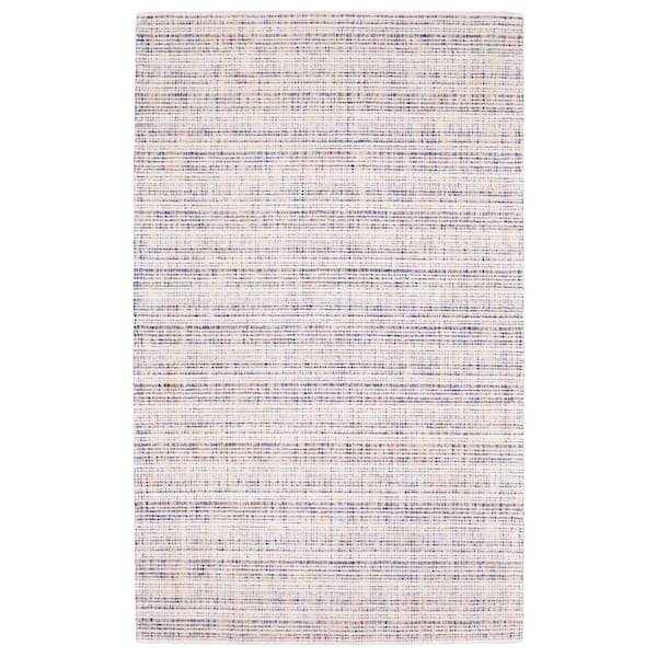8 ft. x 10 ft. Ivory Blue And Yellow Striped Hand Tufted Area Rug