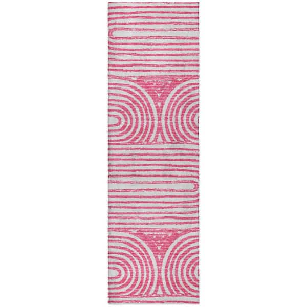 Dream Shag Premium Machine Washable Abstract ADS540 Blush 2 ft. x 7 ft. Runner Rug