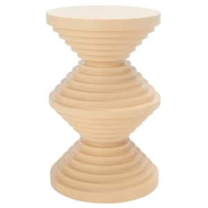 Glynn 11.8 in. Beige Round Wood End Table