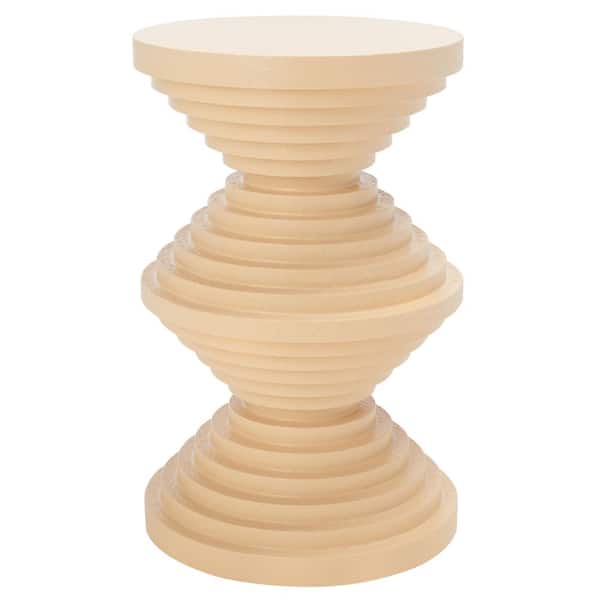 SAFAVIEH Glynn 11.8 in. Beige Round Wood End Table