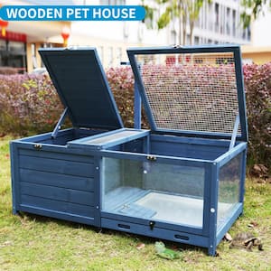 40.2 in. Outdoor Wooden Reptile Cage Turtle Cage with Light Stand and Removable Waterproof Tray