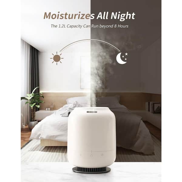 0.32 Gallon Cool Mist Mini Humidifier, Top Fill Ultrasonic Air Humidifier with Essential Oil Tray, Timer & Auto Shut-Off