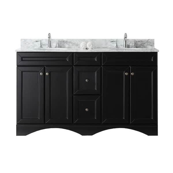 Virtu USA Talisa 60 in. W Bath Vanity in Espresso with Marble Vanity Top in White with Round Basin